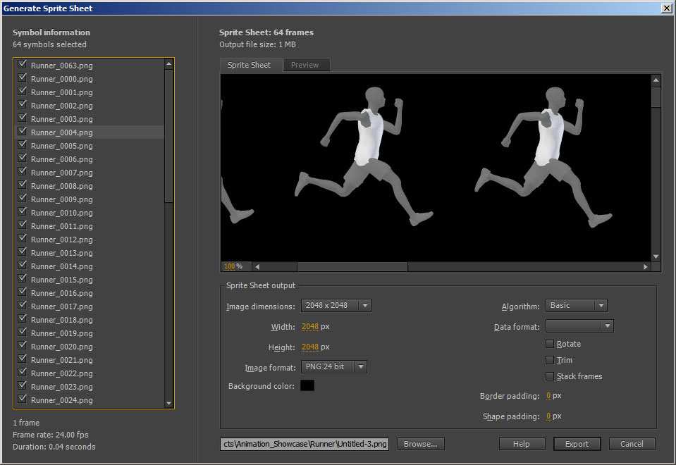 Creating a Sprite Sheet in Animate – Oded Maoz Erell's CG Log