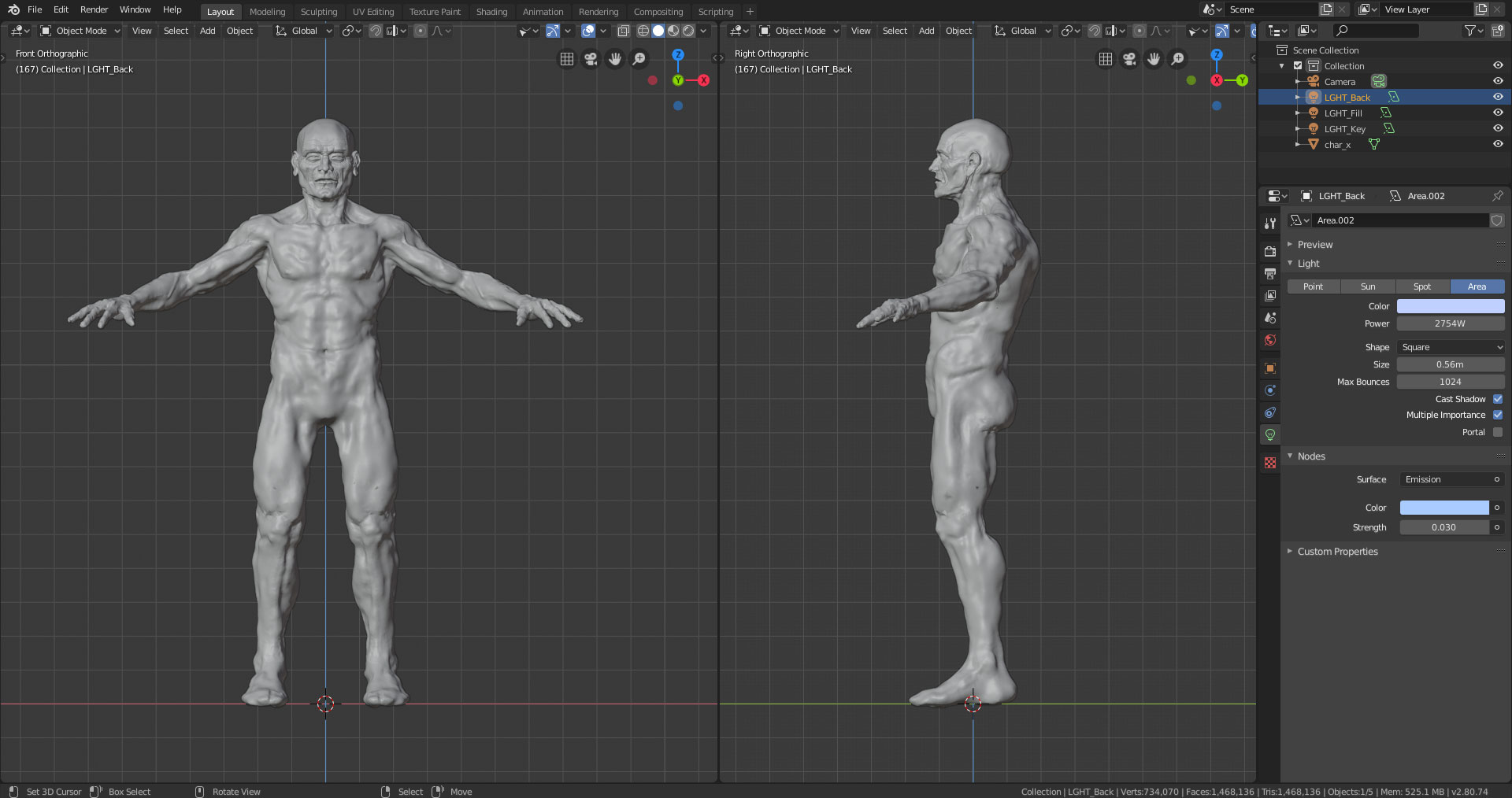 Blender 2.8 character project Part 1 Sculpting Freestyle rough